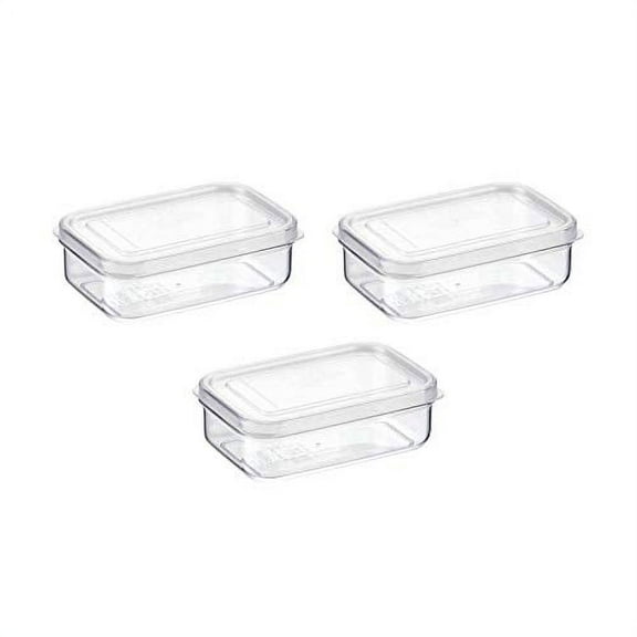 (Set of 3) Lustroware Micro Clear 13 oz Food Storage Container | Set of 3 |Virtually Indestructible Tritan Body (Clear) | Made in Japan