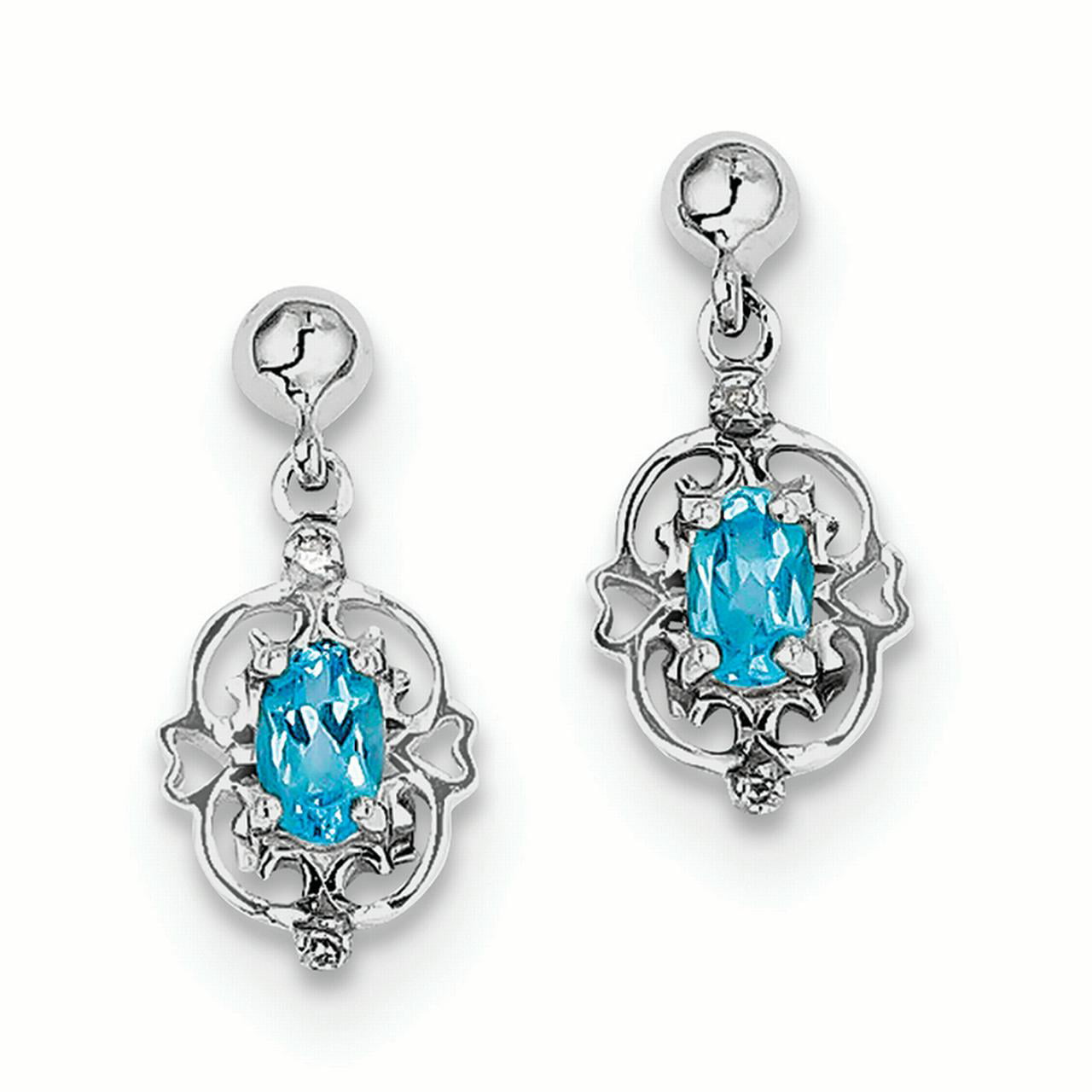 Details about   .925 Sterling Silver Genuine Diamond Swiss Blue Topaz Stud Earrings 0.01 CTW