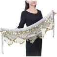 thumbnail image 2 of ZHENHONG Lace-Up Belt for Women Carnival Sequin Tassel Waist Chain Hip Scarf Performance Belt Waist Cover Women's Accessories Belt White, 2 of 3