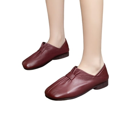 

Rotosw Ladies Loafers Soft Sole Casual Shoes Comfort Flats Slip-Resistant Slip On Shoe Daily Lightweight Loafer Red 5.5