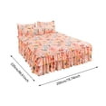 thumbnail image 3 of ZZHZGZ Clearance Sale 3 Piece Ruffled Skirt with Floral Print Floral Ruffled Bed Skirt 3 Piece Soft Microfiber Bedding with Pillowcase Elegant Bed Sheet for Bedroom, 3 of 4
