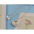 thumbnail image 4 of Silvery Gold Plated Clear Zirconnia Crystal Seashell Pendant Jewelry Necklace, 4 of 5