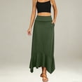 thumbnail image 2 of Wxolcjlv Womens Solid Handkerchief Hem Maxi Skirt Fold Over Waist With Side Pockets Casual Long Skirts, 2 of 4