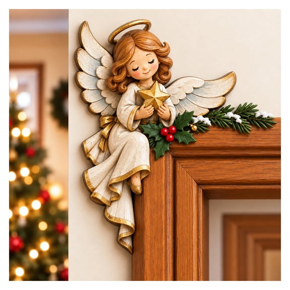 Christmas Peekaboo Door Frame Corner Decor, Xmas Door Topper