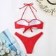 thumbnail image 4 of Conjunto de ropa de playa con estampado de Bikini y traje de baño dividido calado de Color sólido cómodo para mujer OAVQHLG3B Store  lin121212, 4 of 4