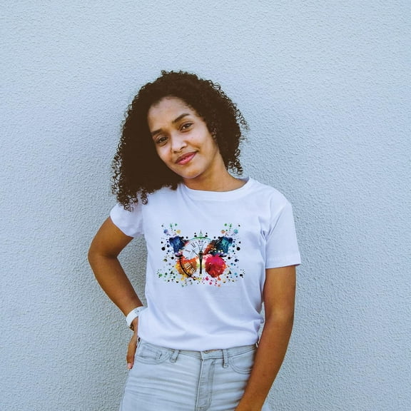 1set 4 pcs Butterfly Clock Pattern Heat Transfer Stickers Iron On Patches Iron On Transfers Patches Iron On Decals for T-Shirt Jackets Sweatshirt Backpack Clothing Applique