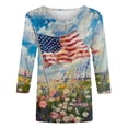 thumbnail image 5 of Yourumao Independence Day 3/4 Sleeve Tops for Women American Flag Crew Neck T Shirts Plus Size Loose Casual Graphic Tees for Celebration, 5 of 5