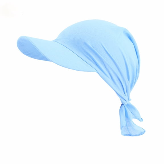 OOOUM Women Solid Bandana Visor Wide Brim Soft Stretch Lightweight Sun Wrap Breathable Beach Outdoor Casual Headwear Sky Blue