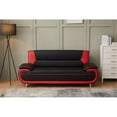 thumbnail image 2 of Home Square 3-Piece Set with Faux Leather Sofa & 2 Chairs in Black and Red, 2 of 16