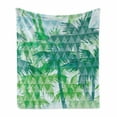 thumbnail image 1 of Geometric Forest Soft Flannel Fleece Throw Blanket, Exotic Palm Trees Hawaii Foliage with Grid Style Triangles, Cozy Plush for Indoor and Outdoor Use, 70" x 90", Jade Green Sea Green, by Ambesonne, 1 of 6