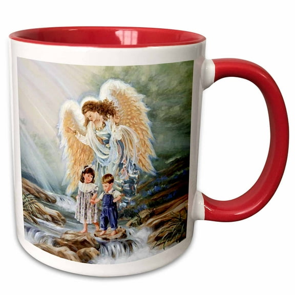 3drose, Guardian Angel, 11oz Two-tone Red Mug