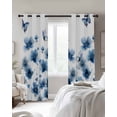 thumbnail image 4 of Navy Blue Floral Kitchen Curtains Spring Flowers Butterflies Watercolor Cafe Short Curtains for Bathroom Blackout Window Curtain Small Window Treatment Drapes for Bedroom Living Room 52"x45"x2, 4 of 9