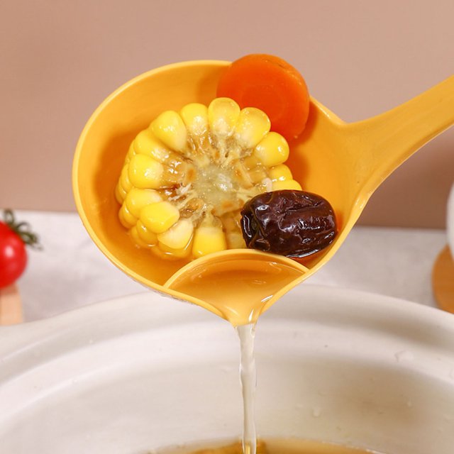 Batería de Cocina Cuchara espumadera para el hogarcolador de sopa de mango largoutensilios de cocina (amarillo) Likrtyny Libre de BPA