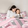thumbnail image 5 of jejeloiu Christmas Snowmen Queen Comforter Set,Geometric Stripes Lines Bedding Sets,Pink White Gray Bedding Comforter Set For Girls Boys,Reathable Home Decor Reversible,3pcs, 5 of 8