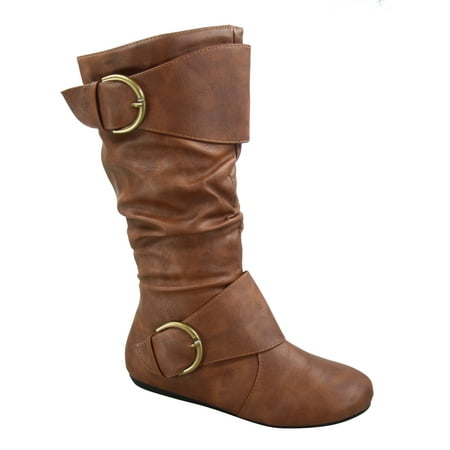 

Klein Women s Adult Fashion Zipper Buckle Slouch Casual Flat Heel Mid Calf Round Toe Boots