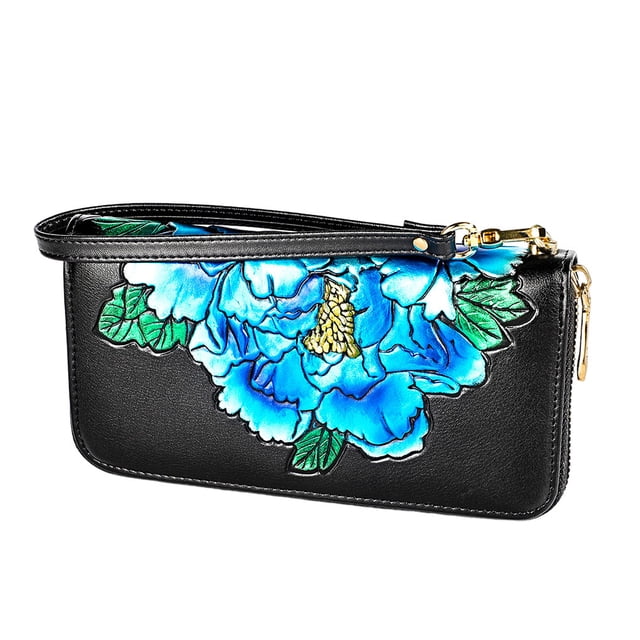 Minnieouse Monedero de cuero para mujer, Clip de foto de repuesto elegante portátil, billetera elegante, Notecase, regalo de cumpleaños con cordón Carteras Azul Tipo 2