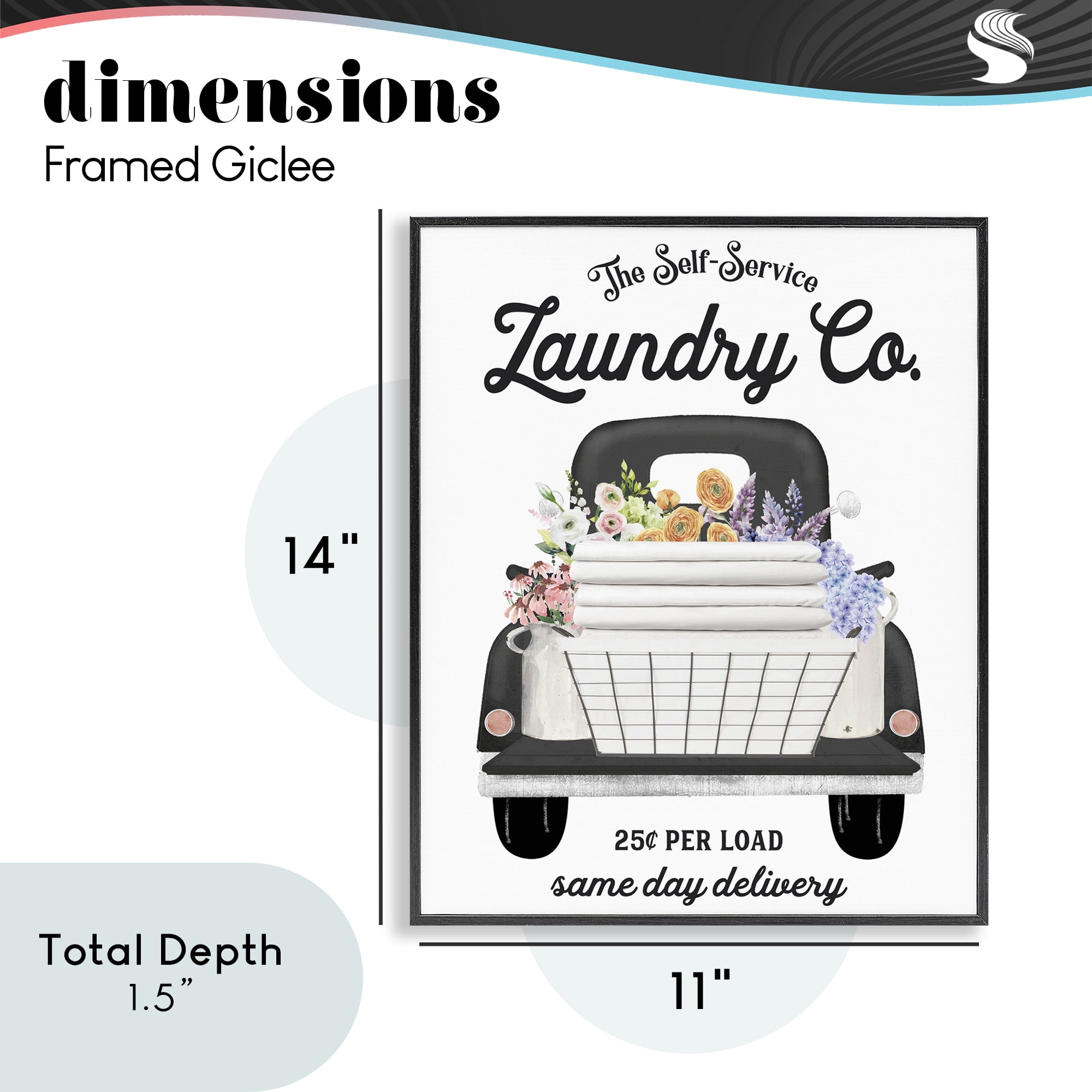 Laundry Service Truck Black Framed Giclee Art, design by Lettered and Lined