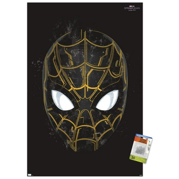 Marvel Spider-Man: No Way Home - Black Mask Wall Poster with Pushpins, 22.375" x 34"