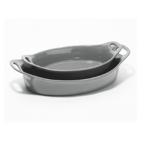Rachael Ray 2-Piece Oval Stoneware Large Set. 2.48-qt and 3.25-qt , Grey