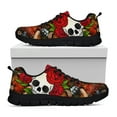 thumbnail image 6 of 3D Rose Skull Casual Sneakers For Women Sunflower Skull Walking Shoes Flower Print Breathable Tennis Shoes, 6 of 9