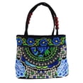 thumbnail image 2 of Bolso de mano étnico con bordado bohemio de lona y flores para mujer, bolso de viaje E-Multicolor1, 2 of 9