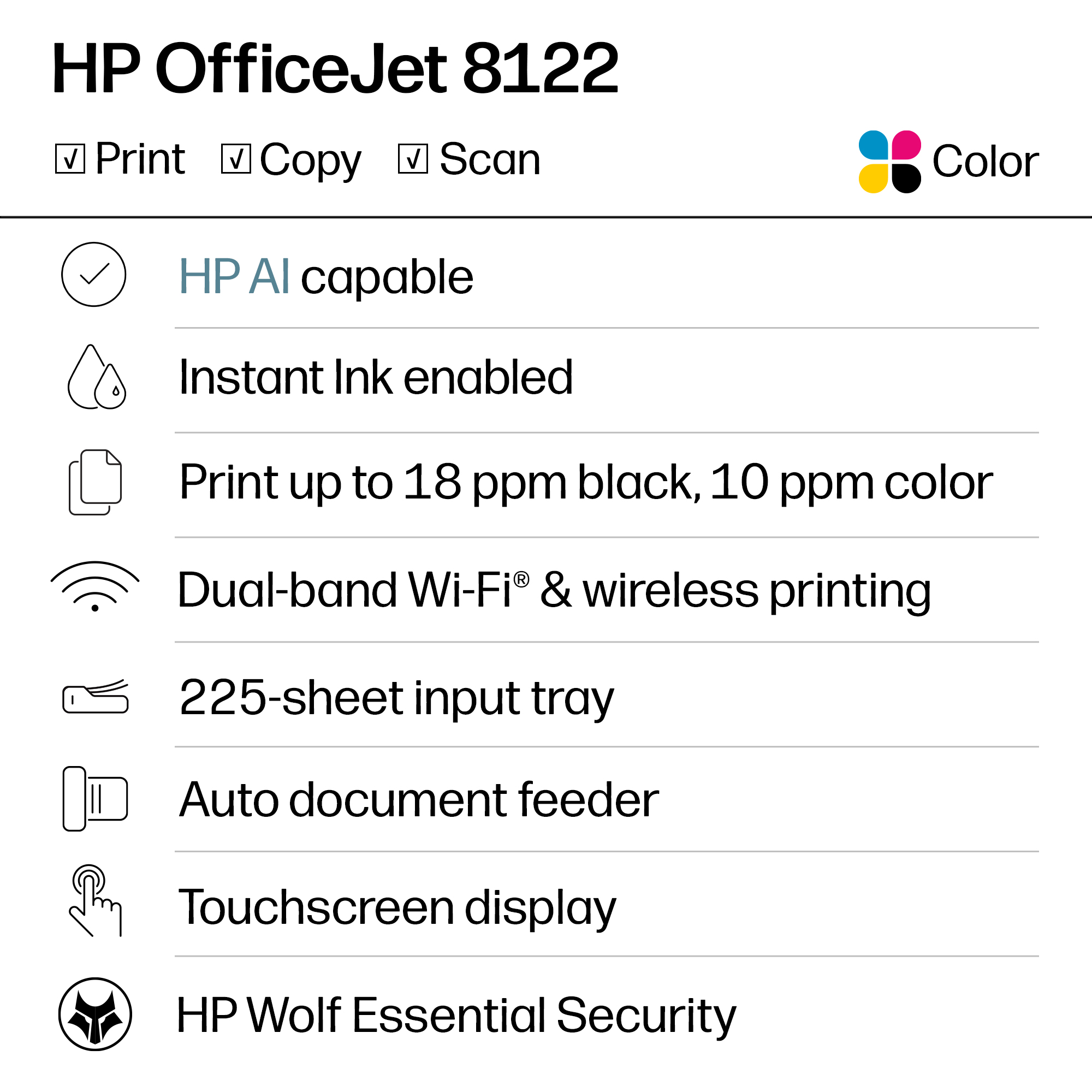 HP OfficeJet 8122 Wireless All-in-One Color Printer photo 2