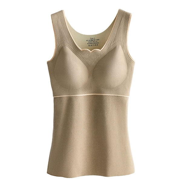 Sonducket Ropa interior térmica de invierno para mujer, Top de alta elasticidad para mantener el calor, chaleco básico adelgazante informal, accesorio de Camisetas sin mangas Caqui 3XL Sonducket AP013374-20