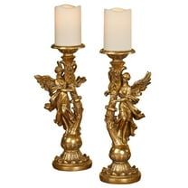 Glorieux Angels Candleholders Aged Gold Set of Two 2