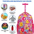 thumbnail image 3 of J World Girls Sunny 17" Kids Rolling Backpack for School and Travel, Poppy Pansy, 3 of 6