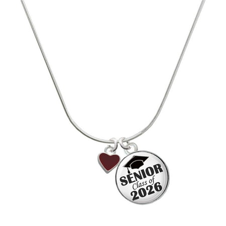 Delight Jewelry Silver-tone Mini Two Sided Maroon Heart – Silvertone Senior Class of 2026 Dome Necklace 18 Delight Jewelry Silver-tone Mini Two Sided Maroon Heart – Silvertone Senior Class of 2026 Dome Necklace 18