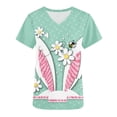 thumbnail image 1 of RKSTN Womens Scrub Tops Short Sleeve V-neck Plus Size Tops Bunny Easter Print Comfortable Soft Working Uniform Tops with Pockets, 1 of 4
