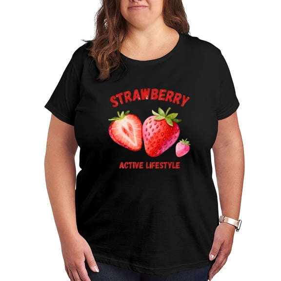 Tops For Women Strawberry Active Lifestyle Graphic Tshirts For Women Trendy Black Blouses For Women Plus Size Sexy T-Shirts For Women Graphic Tees Trendy
