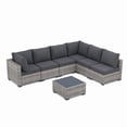 thumbnail image 3 of Howcool 7-Piece All-Weather Wicker Rattan Outdoor Patio Furniture Set,Modular Patio Conversation Furniture Set with Thick Cushions & Tempered Glass Table, 3 of 9