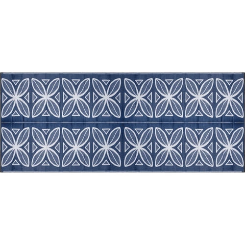 Camco 8' x 20' Reversible RV Outdoor Mat, Camping Mat, Blue Botanical