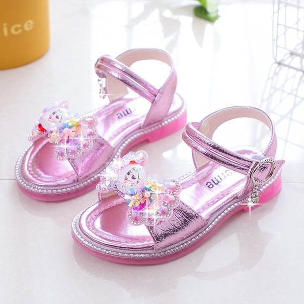 Chaussures Princesse Fille KANDEMY – Sandales Elsa Cendrillon – Paillettes, Scratch, Talon Bloc 3 Cm – De 25 à 38 – Mariage, Carnaval, Anniversaire