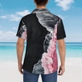 thumbnail image 4 of Fuzoiu Pink White Ocean Waves Print Hawaiian Shirt for Men, Summer Beach Casual Short Sleeve Button Down Shirts, Men’s Beach Summer Shirts with Pocket,Large, 4 of 7