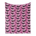 thumbnail image 1 of Whale Soft Flannel Fleece Throw Blanket, Narwhal Mammal Ocean Animal Open Sea Abstract Depiction Illustration, Cozy Plush for Indoor and Outdoor Use, 50" x 60", Pink and Charcoal Grey, by Ambesonne, 1 of 5