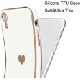 thumbnail image 3 of Compatible with iPhone Xr Case,Women Girsl Cute Love Heart Plating Design Protective Bumper with Camera Lens Cover Slim Shockproof Silicone Soft Phone Case for iPhone Xr White, 3 of 13