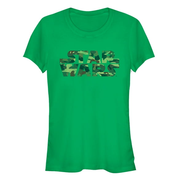 Junior's Star Wars Camo Logo Graphic Tee Kelly Green X Large