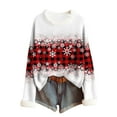 thumbnail image 6 of Womens Ugly Christmas Sweaters Faux Furry Trim Crewneck Rib-Knit Sweatshirts Long Sleeve Holiday Pullover Tops (3XL, Red 01), 6 of 7
