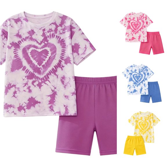 Shachafan Girls Summer Outfits 2 Piece Short Sleeve Top And Shorts Casual Playwear Soft Comfortable Daily Wear Toddler Kids If for Girls Poem