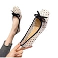 thumbnail image 4 of Miluxas Polka Dot Flats for Women Mesh Bow Mary Jane Ballet Flats Summer Dressy Slip On Shoes Breathable Ballerinas Comfy Trendy Classic Beige 9.5(43), 4 of 7