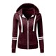 thumbnail image 2 of Sudadera con capucha Mujer Manga larga Cremallera completa Sudadera con capucha de forro polar suave Tops para deporte Vino rojo Hugo Sudadera con capucha, 2 of 8