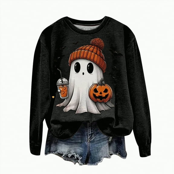 mgoYE Halloween Shirt for Women Fall Shirts for Women Pumpkin Graphic T Shirts Cute Halloween Tops Thanksgiving Tee(Black,XL)