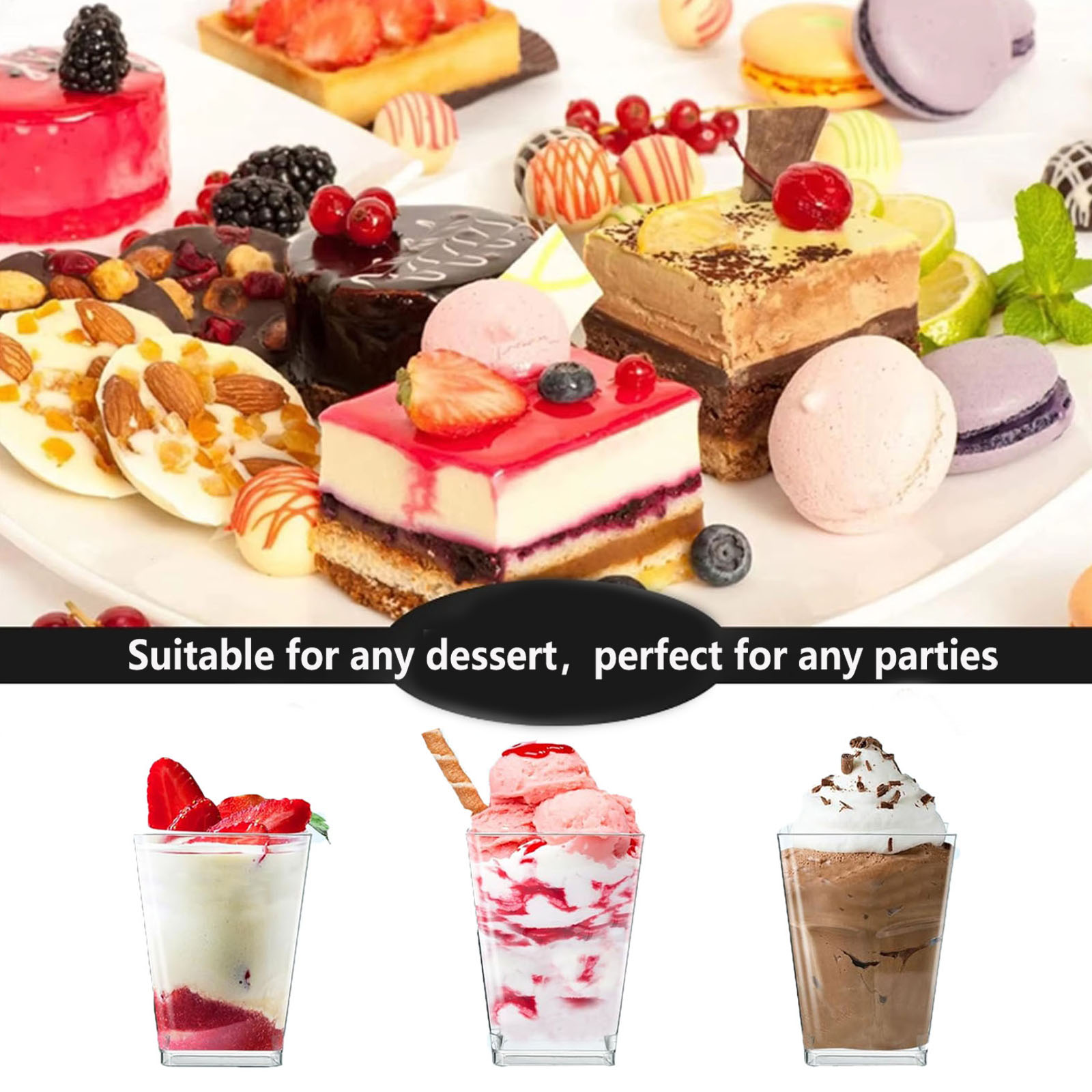 BagDream 5 Oz Plastic Dessert Cups with Spoons, 50 Pack photo 6