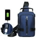 thumbnail image 4 of Mochila de pecho cruzada impermeable con bandolera | Bolsa de hombro ligera de poliéster, riñonera antirrobo con puerto de carga USB, multicompartimento, gris/negro/azul/verde, 9x5,9x1,9 pulgadas, 4 of 6