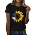 thumbnail image 2 of Fartey American Flag Shrot Sleeve Shirt for Women Cute Sunflower Graphic Tees 4th of July Summer Crew Neck Patriotic Tops Memorial Day T-Shirts Black M, 2 of 4