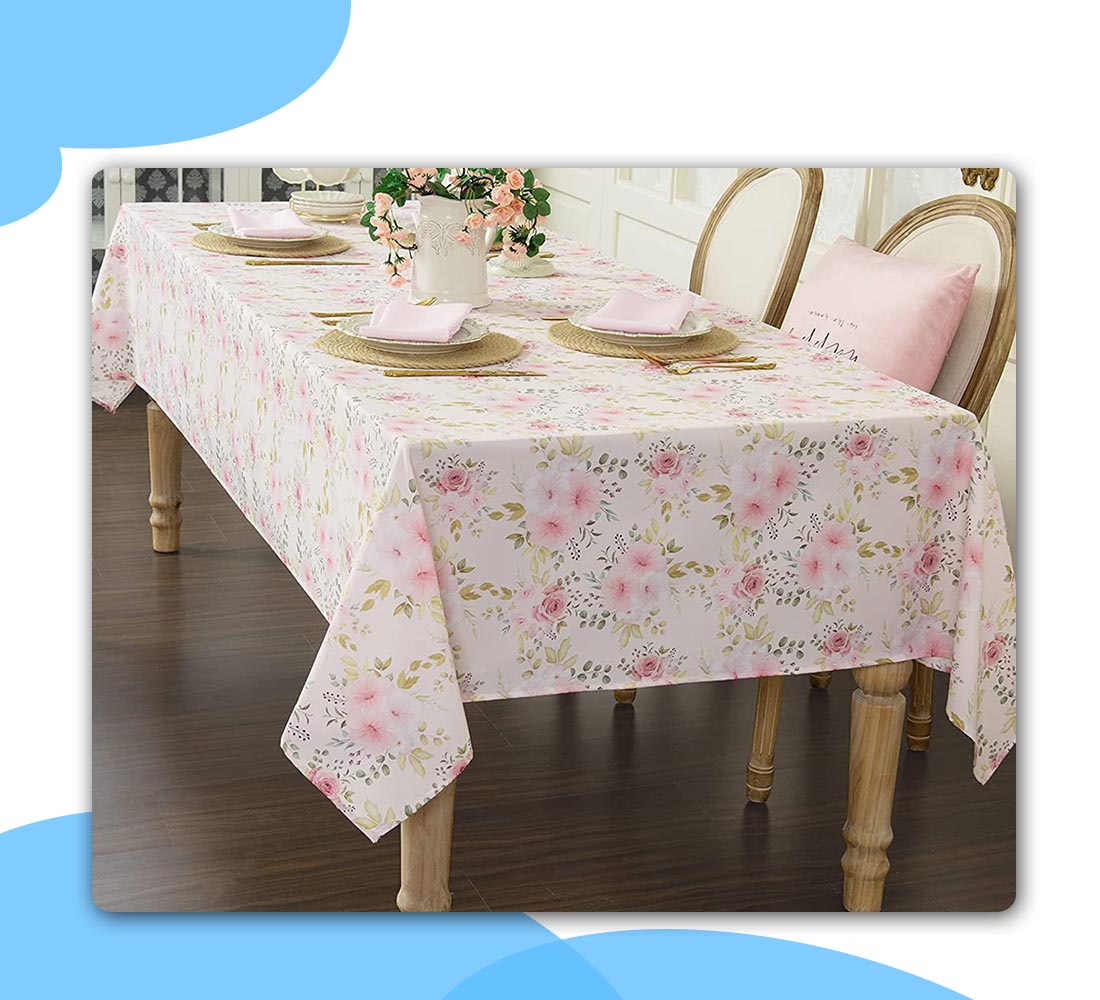 Pink Floral Table Cloth for Square Tables