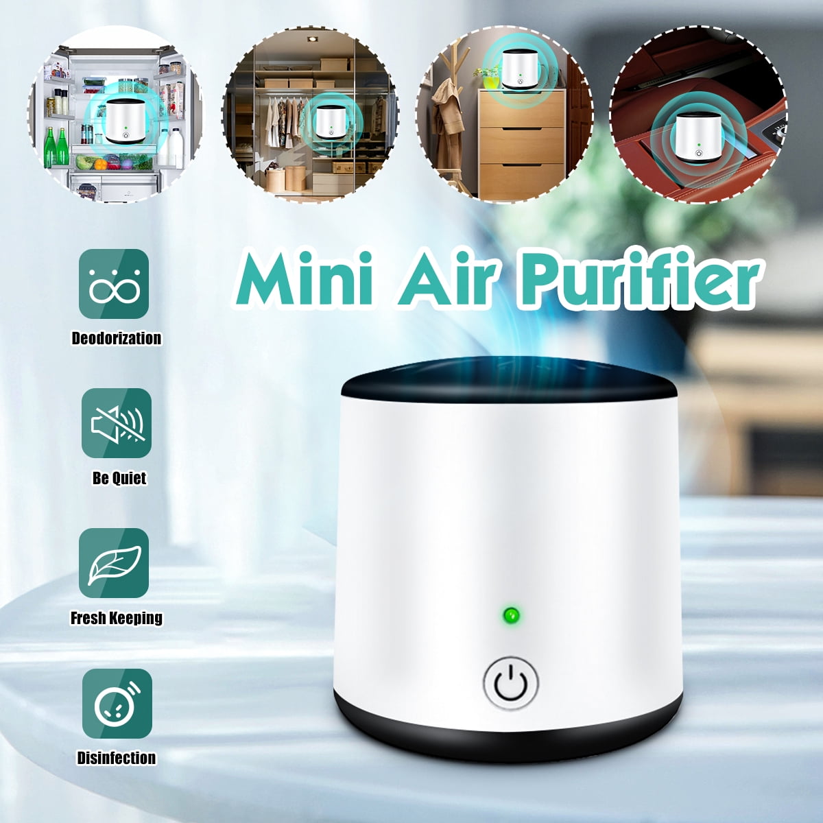 Mini Air Cleaner Ozone Disinfection Purifier Remover Odour Dust Car