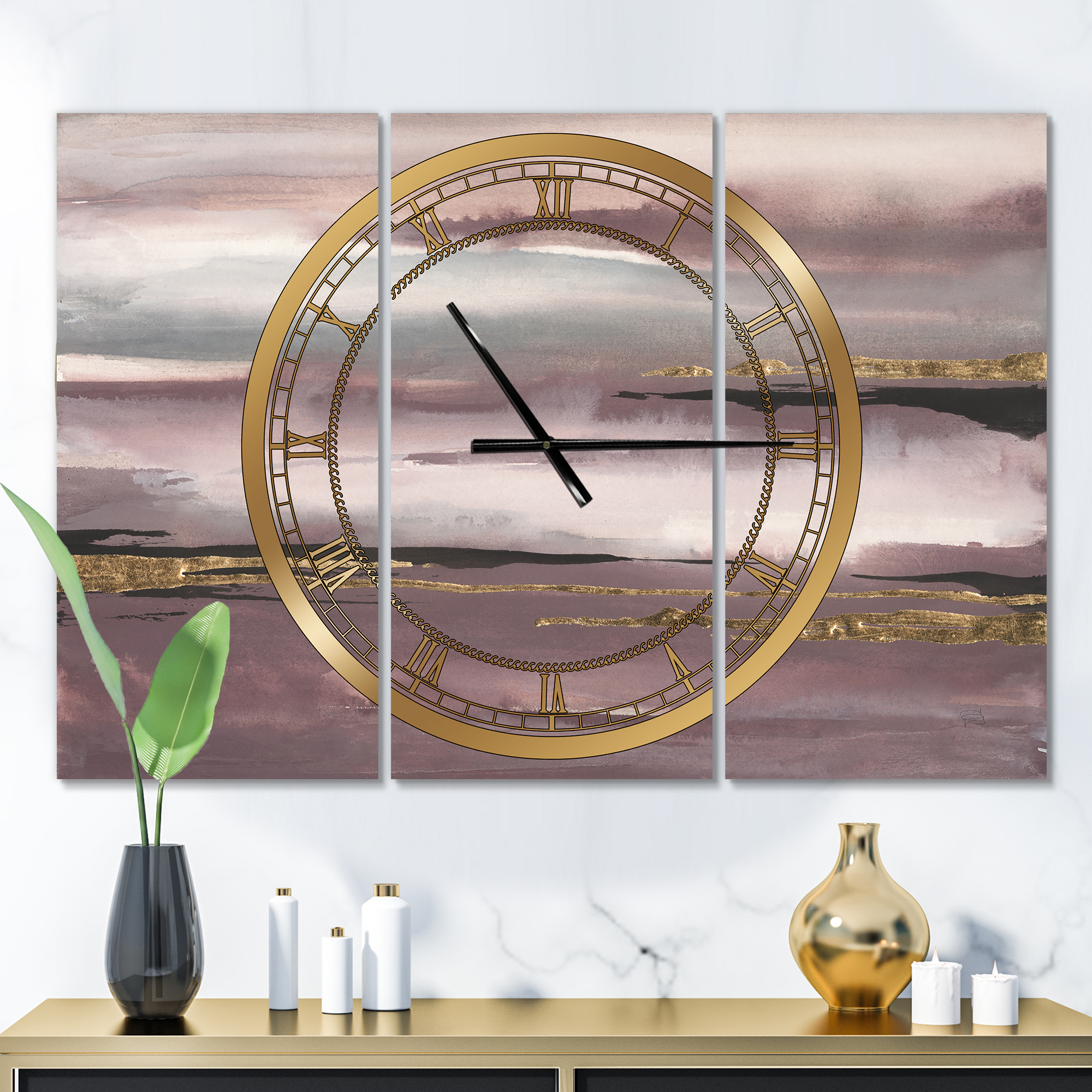 Designart 'Purple Glam Storm IV' Modern Wall Clock